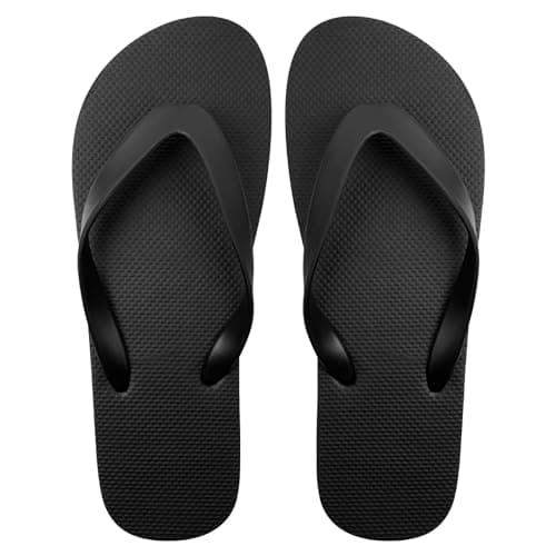 Image of Aomig Unisex Flip Flops, Ladies Girls Mens Flatform Beach Flip-Flop, Unisex Slim Rubber Flip Flops, Women's Yoga Mat Comfortable Beach Platform Sandals, Slip-Resistant Flat Flip Flop for Shower(Black)