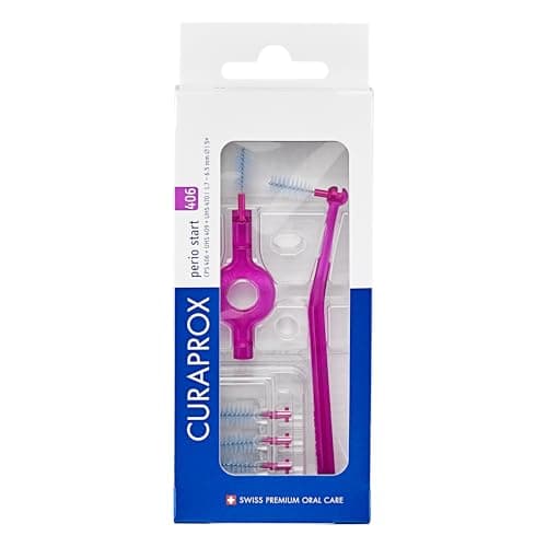 Image of Curaprox Interdental Brush Set CPS 406 Perio Start – for Larger Gaps & Gum Care | Includes 5 Brushes & Dual Holders for Easy Reach | Fuchsia |Made in Switzerland