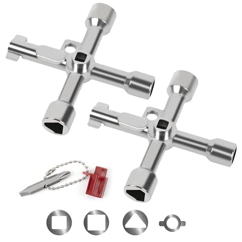 Image of Fantasyon 4 Way Multifunction Utility Key, 2Pcs Meter Box Key Gas Key for Meter Reading, Triangle, Square, Panel Key for Cupboard, Cabinet, Water, Gas, Electric & Plumbing Applications