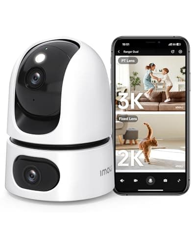 Image of Imou 2-in-1 3K Indoor Security Camera Dual-Lens, House Security Camera 360°Full Coverage, Pet Baby Camera Wi-Fi with APP, Color Night Vision, Human/Pet/Sound/Motion Detection, Siren Spotlight