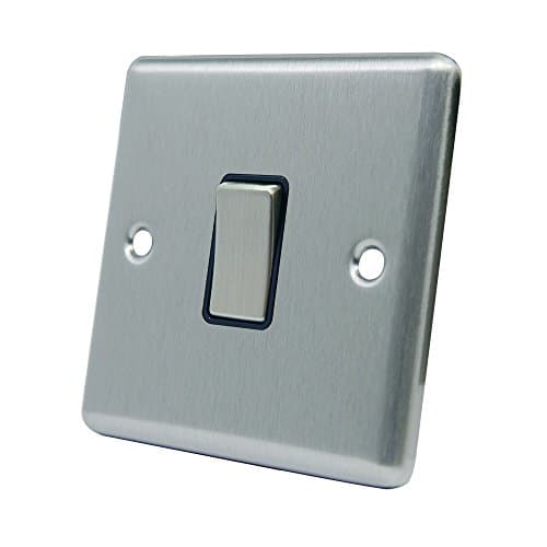 Image of AET CSC1GSWIBS 10 A 1-Gang 2-Way Satin Finish Chrome Classical Single Black Insert Metal Rocker Light Switch