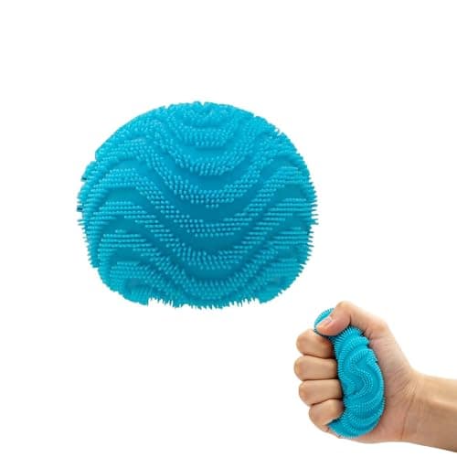 Image of Fuzz Ball Fidget Stress Toy,Squishy Stress Ball,Giant Puffer Ball,Sensory Jiggly Ball,Squishy Stress Drop Malt Fuzz Balls Sensory for Anxiety Stress Relief,Easter Party Favors (Blue)