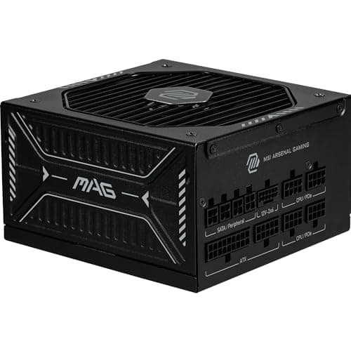 Image of MSI MAG A1000GLS PCIE5 Power Supply Unit, 1000W, 80 PLUS Gold, ATX 3.1, PCIe 5.1 GPU Support, Native 12V-2x6, Dual-color 12V-2x6 connector, ATX PSU, Embossed Jacket Cables