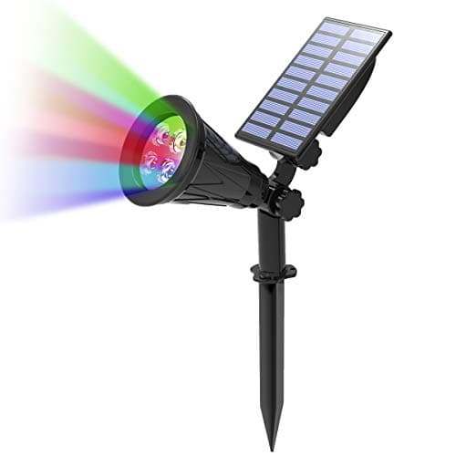 Image of T-SUN LED Solar Spotlights,Color-Changing Waterproof Outdoor Security Garden Landscape Lamps,180 Angle Adjustable, Auto On/Off for Patio,Tree,Deck,Wall, Pool Area