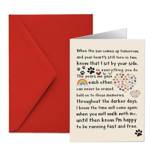 Image of Dog Remembrance Gifts, Memorial Cards for Pet Loss, Condolence Present for Friend, Touching Rainbow Bridge Verse,12x17cm