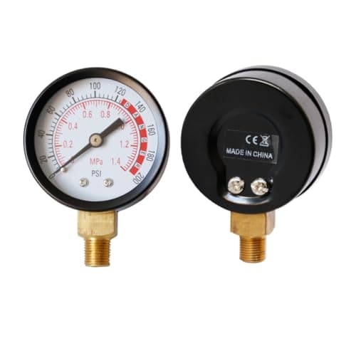 Image of NIYANGLE High Strength Compressed Air Pressure Gauge with Npt Thread, 0-200 Psi, Metal and Plastic Construction, Radial Design for Air Compressor Protection