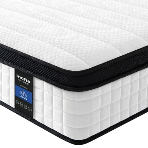 Image of Inofia Double Memory Foam Sprung Mattress 10.6 Inch,4FT6 Spring Mattress with Innovative Memory Foam and Soft Knitted Fabric,The Elegant Collection(135x190x27cm)