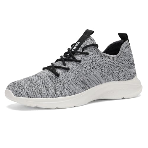 Image of VAMJAM Men's Running Shoes Fashion Sneakers - Lightweight Breathable Flying Knitting Lace Up Mesh Walking Shoes Workout Casual Sports Shoes, Mix-black, 10.5