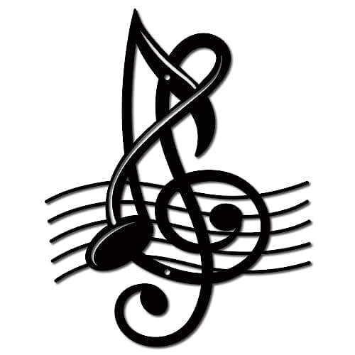 Image of CREATCABIN Music Notes Metal Wall Art Decor Black Wall Signs Iron Hanging Metal Ornament Sculpture for Balcony Garden Home Living Room Decoration Outdoor Gifts Christmas Halloween Holiday 11.8x9.2Inch