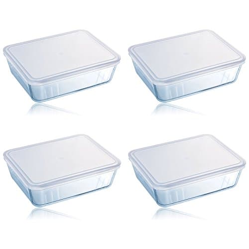 Image of Pyrex Cook & Store 4 Piece 1.5L Rectangular Glass Baking Dish With Plastic Lid