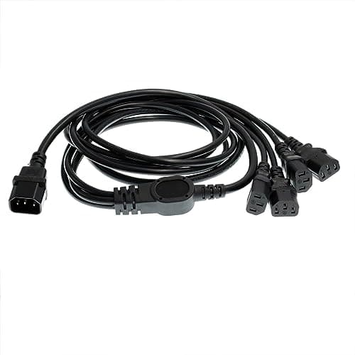 Image of HangTon UPS PDU Computer Monitor PC Power Splitter Cord C14 to 4 x C13 10A 250V Extension Adapter Cable 1.8m
