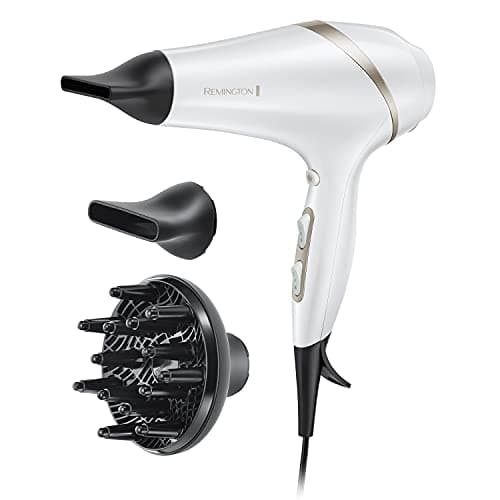 Image of Remington Hydraluxe Hair Dryer (Micro-Conditioners to Help Balance Moisture, Hydracare Temperature Setting for Healthy Hair, Diffuser, Slim Styling & Wide Concentrators, Powerful, Ionic, 2300W) AC8901
