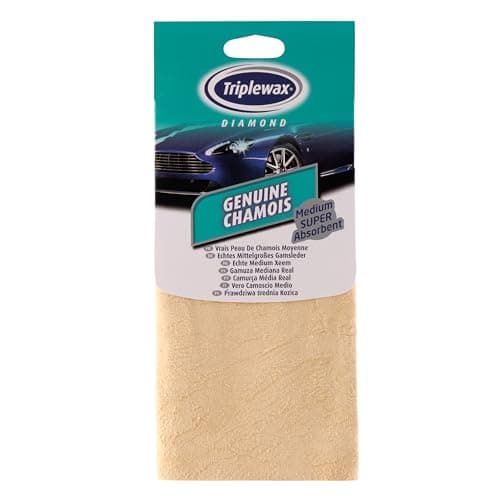 Image of Triplewax Genuine Leather Chamois Medium, Super Absorbent Natural Car Drying Cloth Streak-Free, Scratch-Free Finish - Ideal for Cars, Windows, Mirrors and Household Cleaning