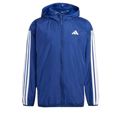 Image of adidas Men's ESSENTIAL THREE STRIPES WINDBREAKER, Dark Blue/White, S