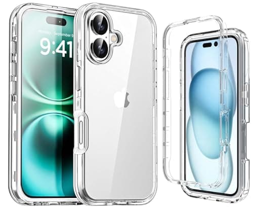 Image of NWNK13 For iPhone 16-6.1'' inch Case Crystal Clear Slim Fit Front & Back 360° Case Built-in Screen Protector Transparent Full Body Silicone Gel Mobile Phone Cover