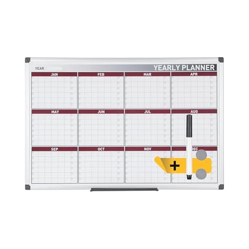 Image of Bi-Office Annual Planner, Magnetic, Aluminium Frame, 90 x 60 cm