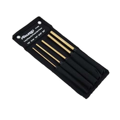 Image of Neilsen CT1804 - 5pc Long Brass Pin Punch Set – 8in. Length with Sizes 1/8in, 3/16in, 1/4in, 5/16in and 3/8in – Ideal for Pin Removal and Alignment