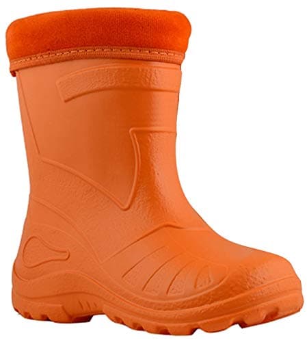 Image of Ultra Light EVA Kids Girls Wellington Boots Rainy Snow Wellies Very Warm Liners (11 UK 29 EU - 19cm, Orange)