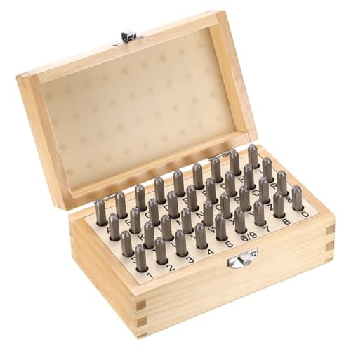 Image of sourcing map 36pcs Metal Stamping Kit 1/8" (3mm) Steel Uppercase Letter and Number Punch Set (A-Z / 0-8 / "&" Symbol) Sandblasting Punch Press Tool for Imprinting Metal Plastic Wood Leather
