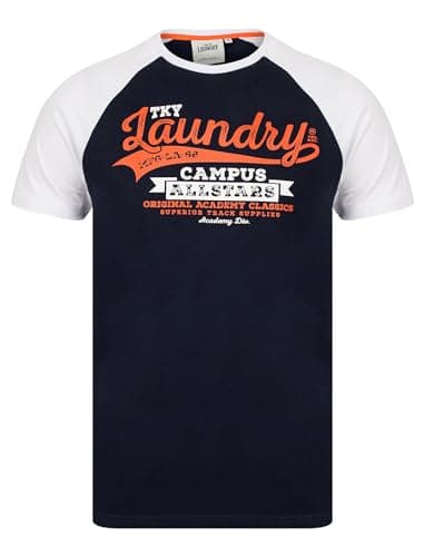 Image of Tokyo Laundry Men's Baseball Style Raglan Sleeve Cotton Jersey Crew Neck T-Shirt Bright White