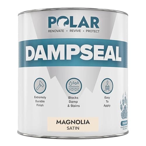 Image of Polar Damp Seal Paint - 500ml, Magnolia - Primer & Topcoat for Indoor Walls & Ceilings - Mould Resistant Stain Blocker Paint - Quick Drying for Wood, Plaster, Cement and Stone - Satin Finish