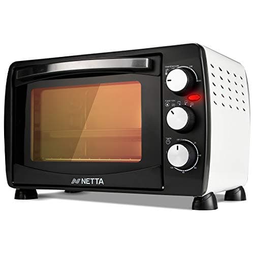 Image of NETTA Mini Oven 18L Portable Electric Grill - Multi Cooking Function Grill and Bake - Adjustable Temperature Control, Timer - 1200W - Table Top with Light…