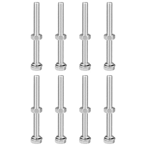 Image of sourcing map M10 x 110mm Hex Head Screws Bolts, Nuts, Flat & Lock Washers Kits, 304 Stainless Steel Fully Thread Hexagon Bolts 8 Sets