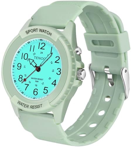 Image of TENOCK 50M Waterproof Watch for Women Men with Night Light Ladies Analogue Quartz for Nurse Sporty Watch for Fashionable Casual Matching or Sports Activity (Green)