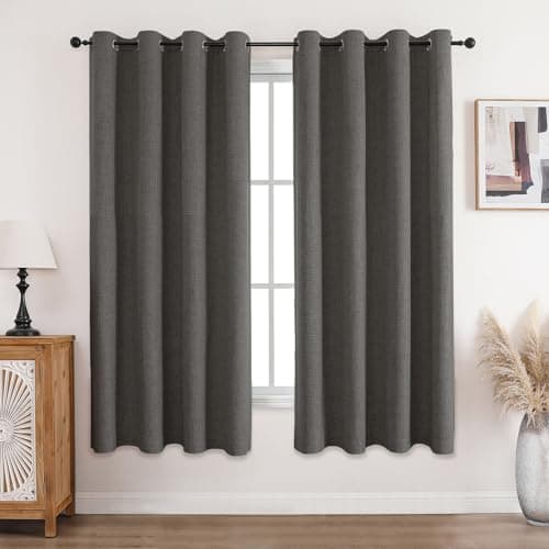 Image of CUCRAF 100% Blackout Curtains Grey 72 Inch Drop 2 Panels Soft Texture Sun Blocking Thermal Eyelet Curtains for Bedroom Living Room 46 X 72 Inch