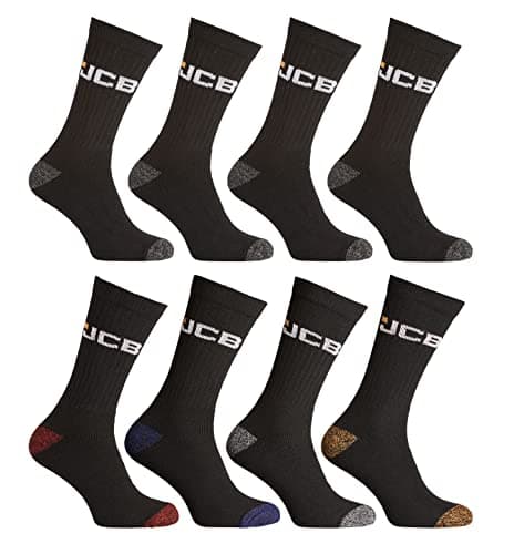 Image of JCB Work Wear Socks - 8 Pair Pack - Size 6-11 UK - 39-46 EU