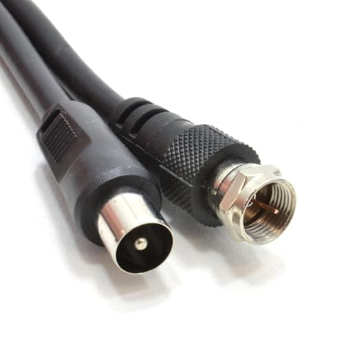 Image of kenable Coaxial Satellite to TV Aerial Cable F Type Plug to RF Fly Lead RG59 75 Ohm 2m Black