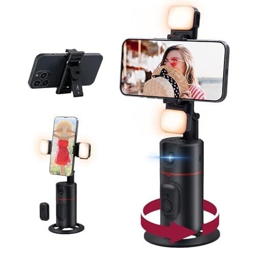 Image of Auto Face Tracking Tripod,Mcbazel 360 Rotating Smart Face/Body Shooting Holder,Rechargeable Selfie Stick Phone Tripod with Fill Light for Vlog,Streaming,Video,Tiktok (Upgraded Version/No App)