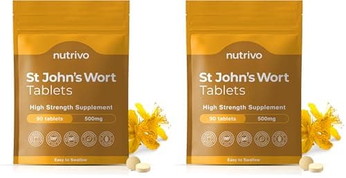 Image of Nutrivo St Johns Wort 500mg - 90 Tablets | 3 Month's Supply | Vegan | UK Made (Pack of 2)