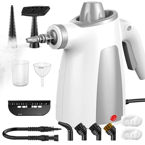 Image of ASSCA Handheld Steam Cleaner, 1050W Portable Steam Cleaner Handheld with 350ml Tank & 12-Piece Accessories, 100% Chemical-Free Multi-Surface Cleaning for Floor, Sofa, Carpet, Tile, Windows, Upholstery