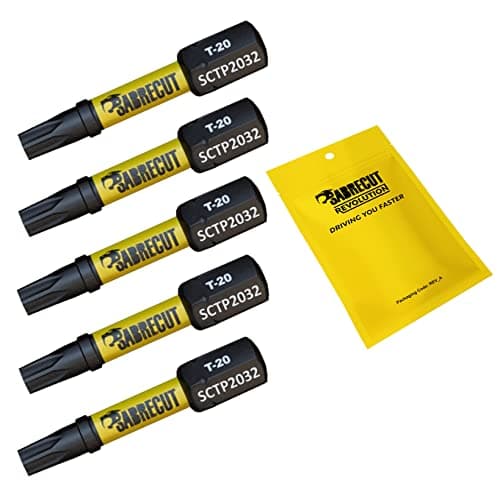 Image of 5 x SabreCut SCTP2032_5 32mm T20 TX20 Torx Tamper Proof Security Magnetic Impact Screwdriver Driver Bits Set Heavy Duty