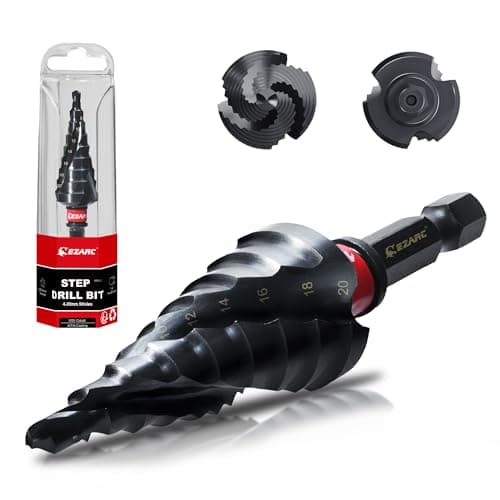 Image of EZARC Step Drill Bit for Metal, M35 Cobalt Step Drill Spiral Flute Unibit Step Drill Bit (4-20mm) Wear-Resistant AlTiN Coated, 1/4" Hex Shank for Metal, Stainless Steel, Aluminum, Plastic