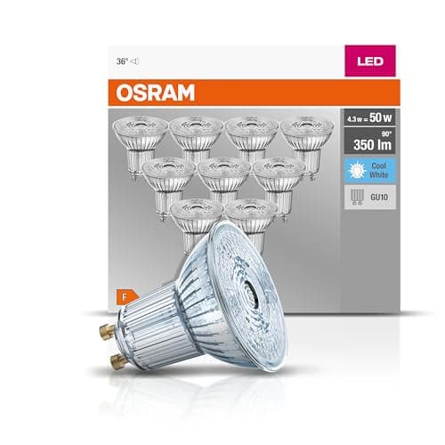 Image of Osram Base Par16 LED Reflector Lamp, Glass, Cool White, GU10, 4.3 W, Set of 10