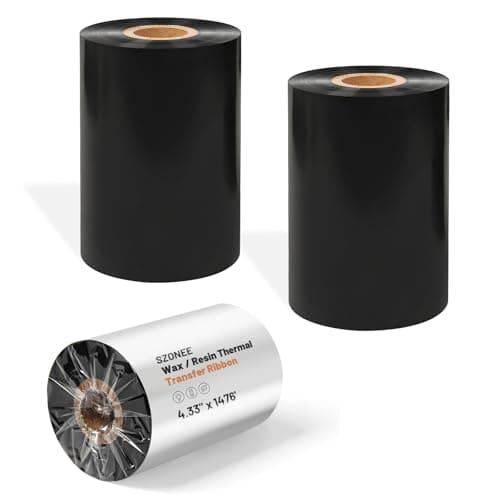 Image of 2 Rolls Resin Enhanced Wax Ribbon 4.33" x 1476' – 1" Core Thermal Transfer Ribbon for Barcode Labels, CSO-Ink Outside, Compatible with Zebra, Sato, Datamax, TSC, GoDex, Citizen