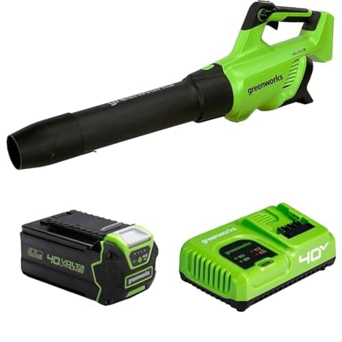 Image of Greenworks 40V Cordless Leaf Blower, Axial Brushless Motor Lightweight Leaf Blower 210km/h 15m3/min with 4Ah Battery & Charger, 3 Year Guarantee GD40ABK2X