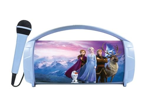 Image of LEXIBOOK, Frozen, Wireless light speaker with microphone, Stereo sound, Karaoke function, USB and SD card ports, Rechargeable battery, Handle to carry everywhere, Blue/Purple, BTP585FZZ