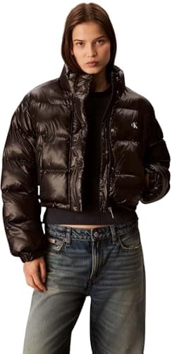 Image of Calvin Klein Women’s Shine Cropped Puffer Jacket, Black (Black), S