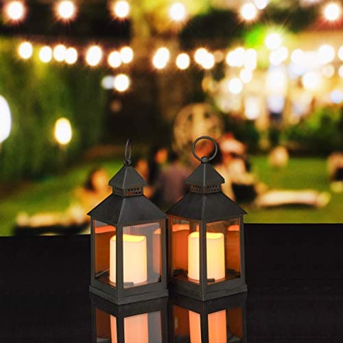 Image of Relaxdays LED Lantern, Set of 4, Candle with Flame Effect Deco, Suitable for In- & Outdoors, Decorative, H: 23 cm, Black