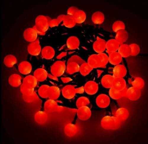 Image of Home Supplies Direct HSD LED Berry Lights Battery Operated Timer Outdoor Fairy Xmas Festive Ball String Christmas Party Display Glow (Red (100 LED - 6.9M))