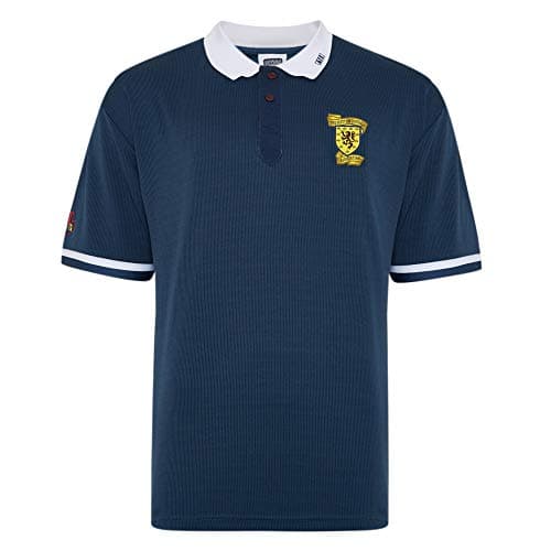 Image of Score Draw Scotland 1990 Retro Football Shirt Blue XX-Large Polyester