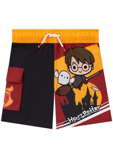 Image of Harry Potter Boys Swimming Shorts, Harry and Hedwig Swim Shorts, Gryffindor Boys Swimming Trunks, Ages 5 to 13 Years, Multicolour 7-8 Years