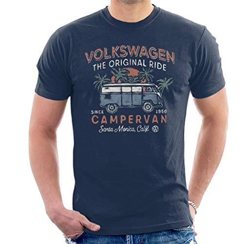 Image of Volkswagen Men's The Original Ride Campervan T-Shirt, Navy Blue, XL