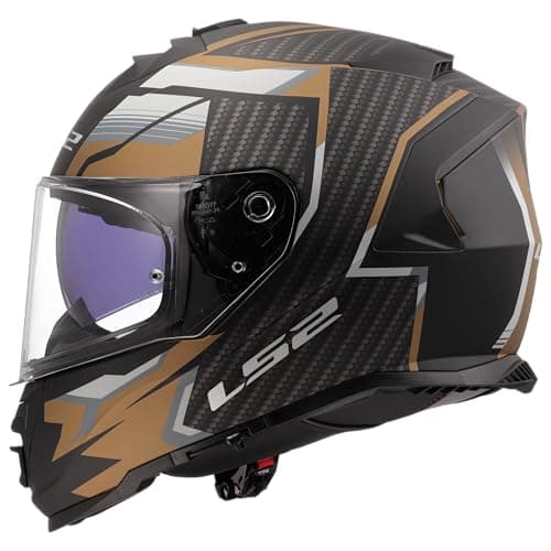 Image of LS2 Motorcycle Helmet. FF800 Storm II Full Face Crash Helmet. ECE 22.06 Homologation. TRACKER MATT BLACK GOLD. L