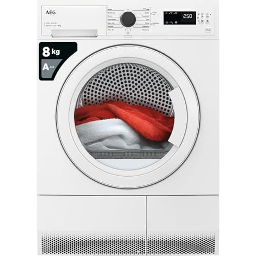 Image of AEG 5000 Series Heat Pump Tumble Dryer 8kg TXH508A2R, Freestanding Dryer, AutoSense Function Optimises Time & Energy Consumption, Easy Iron Program, Delay Start, 8 kg Load, 66 dB, White