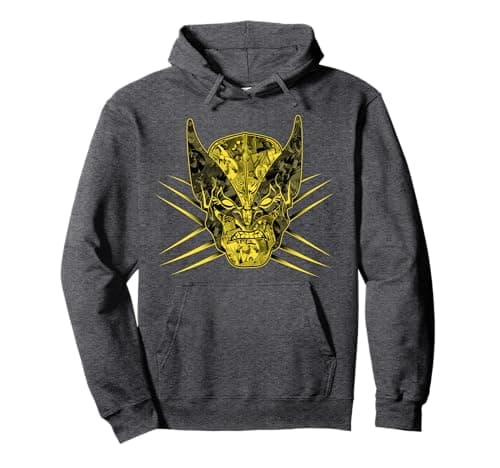 Image of Marvel X-Men Wolverine Classic Comic Patterned Face Pullover Hoodie