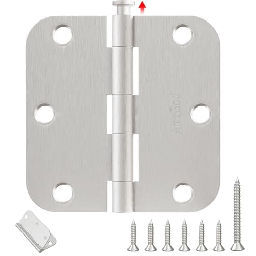 Image of AmzGod Door Hinges Brushed Nickel - 42 Pack 3.5 Inch Rounded with 5/8" Radius Satin Nickel Door Hinges for Interior and Exterior Doors - Heavy Duty 3 1/2" Silver Residential Door Hardware